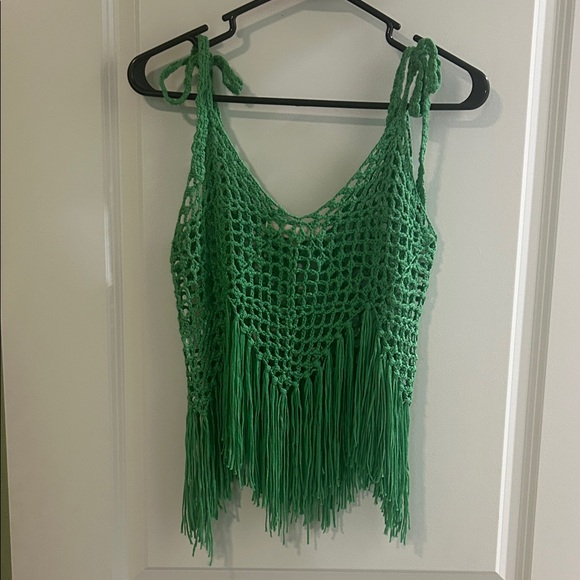 Green Crochet Fringe Top - Picture 5 of 5